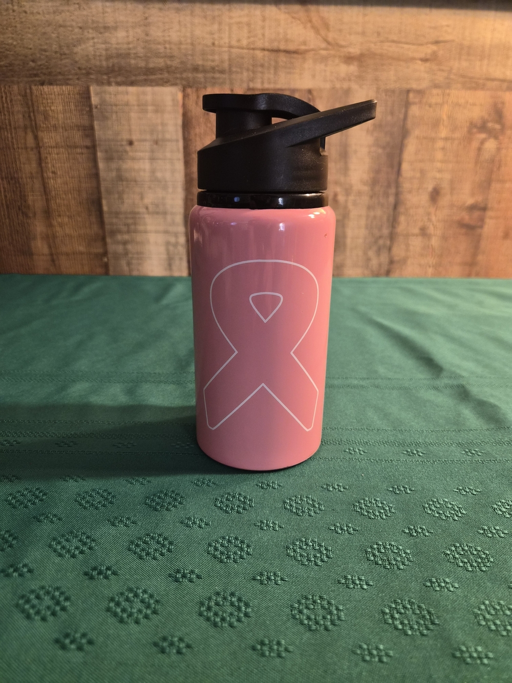 Pink Ribbon Stainless Water Bottle with Flip Lid